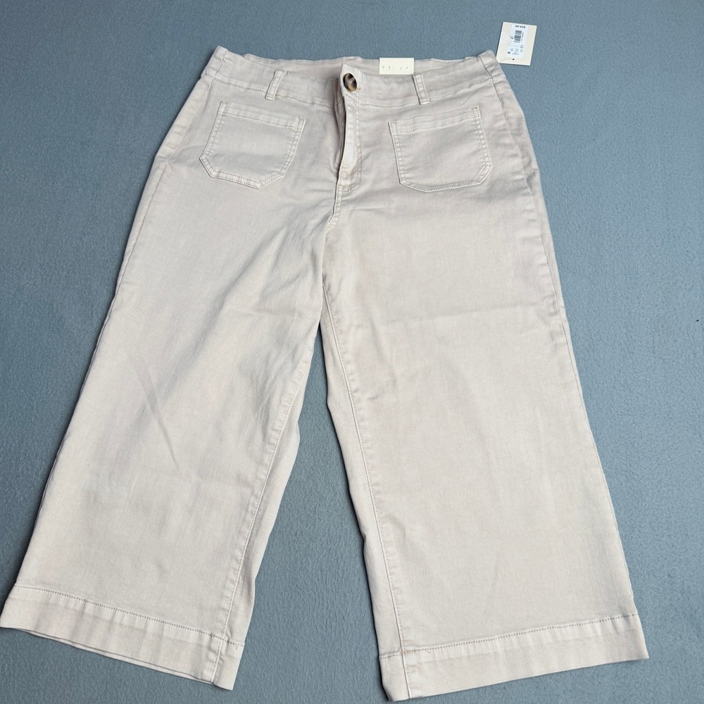 Nurture by Westbound Petites Stone Beige Wide Leg Crop Pants 16P S51PR810P NEW